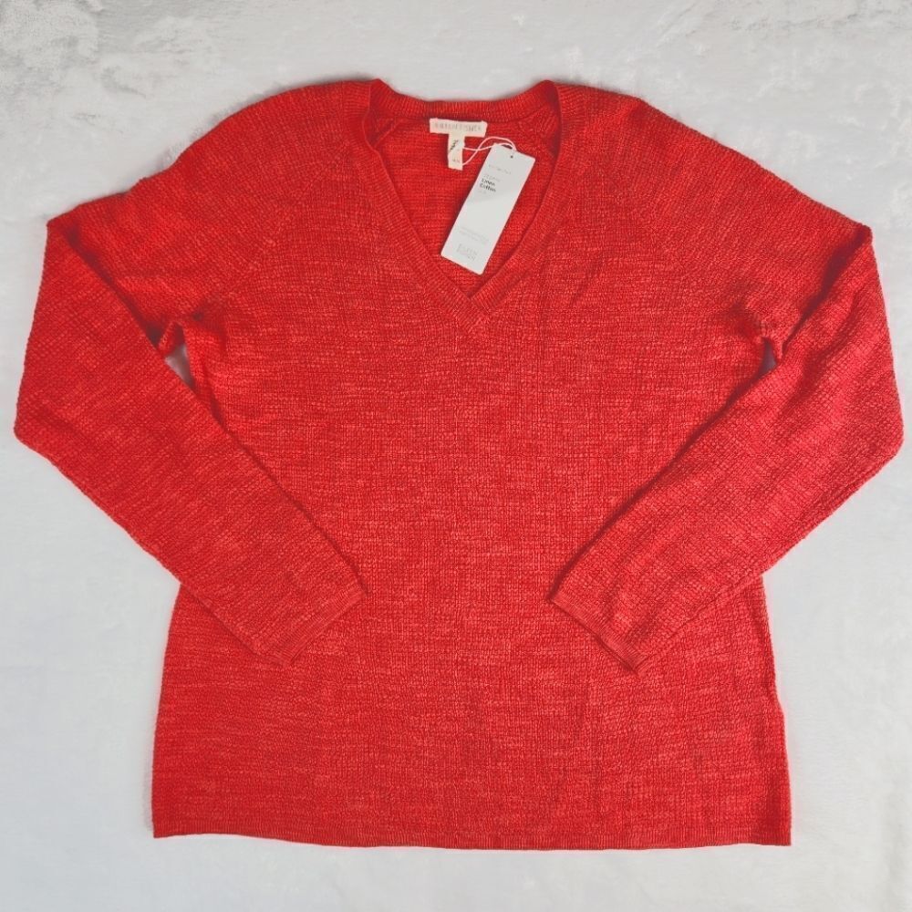 NWT Eileen Fisher Burnt Orange Organic Cotton Slub Top Sz M